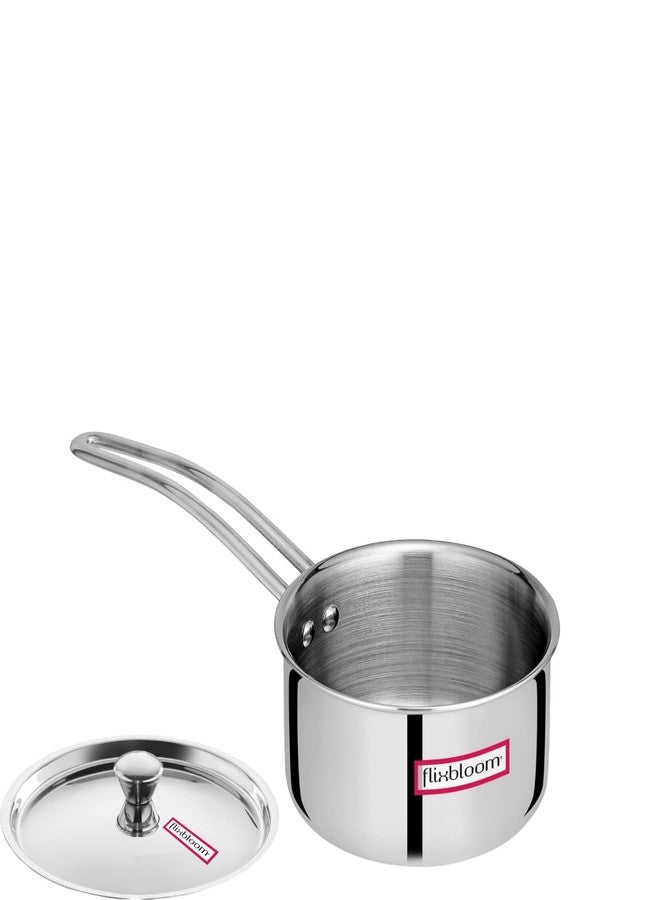 Flixbloom 1 Litre Universal Triply (S.A.S.) Induction/LPG Compatible Cookware Deep Saucepan for Tea/Milk/Coffee Pan/Chaidan (Made in India) - Image 1