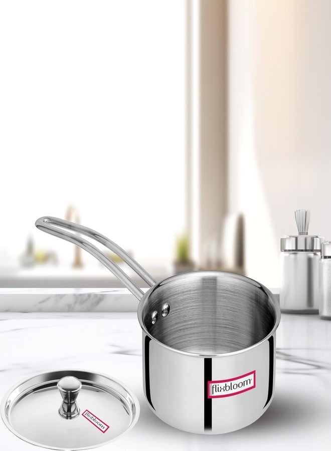 Flixbloom 1 Litre Universal Triply (S.A.S.) Induction/LPG Compatible Cookware Deep Saucepan for Tea/Milk/Coffee Pan/Chaidan (Made in India) - Image 2