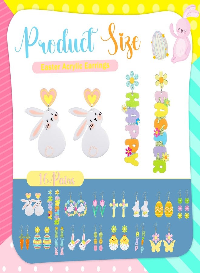 Loetere 16 Pairs Valentine's Day Teacher Earrings Bulk for Women Glitter Acrylic Earrings Nurse Appreciation Gifts Studs Dangle Set, Small, acrylic and alloy, No Gemstone - Image 2