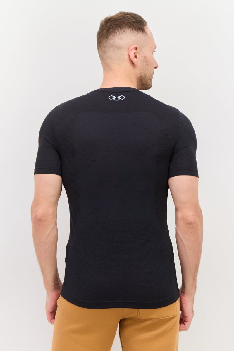 UNDER ARMOUR تي شيرت تدريب رياضي للرجال بشعار العلامة التجارية، أسود - Image 3