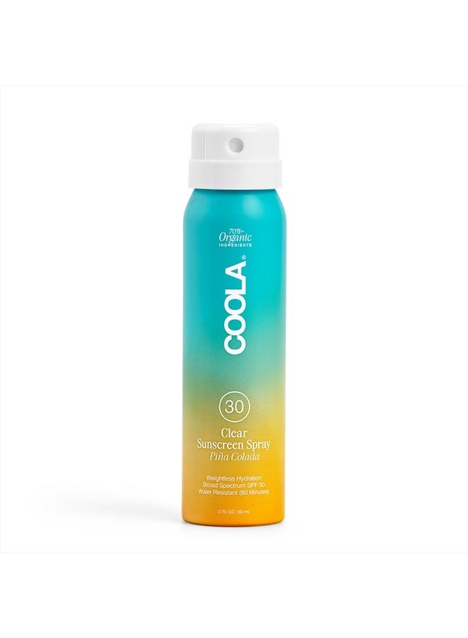 COOLA Organic Sunscreen SPF 30 Sunblock Spray, Dermatologist Tested Skin Care for Daily Protection, Vegan and Gluten Free, Piña Colada, Travel Size, 2 Fl Oz - Image 1