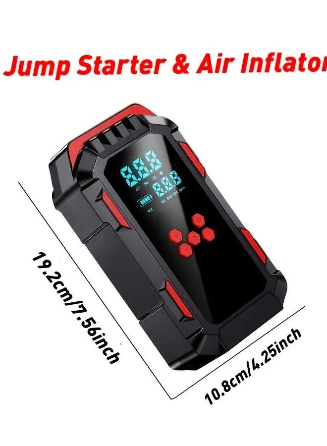 مضخة سيارة معززة متعددة الوظائف 150 رطل لكل بوصة مربعة مقياس ضغط الإطارات مصباح يدوي LED إشارة استغاثة إنقاذ - Image 4