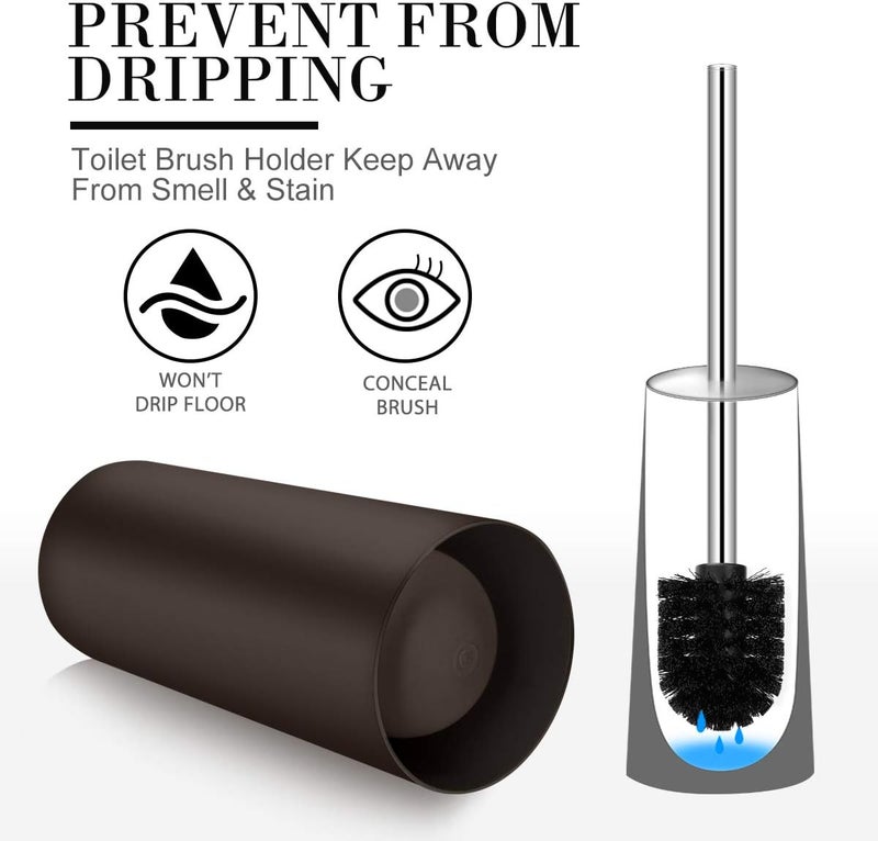 Wsedor Toilet Brush and Holder, 2 Pack Toilet Brush with 304 Stainless Steel Long Handle, Toilet Bowl Brush for Bathroom Toilet-Ergonomic, Elegant,Durable (Bronze) - Image 5
