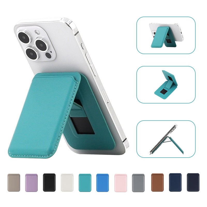 غطاء هاتف لـ باللون Cyan مغناطيسي بوظيفة حامل iPhone 12 مع مغناطيس قوي وحامل قائم مع حامل بطاقات للاستخدام الخارجي سهل الحمل للتخزين العملي - Image 4