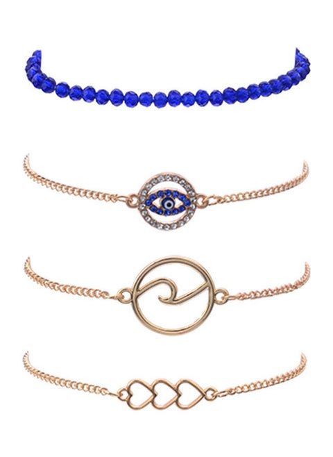 4-Piece Heart Design Fashion Bracelets Set