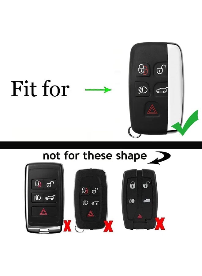 ontto Compatible with Land Rover Key Fob Cover Keyless Prevent Scratches Metal Leather Key Protector Skin Shell Keychain Fit for Range Rover Sport Dsicovery LR4 Black - Image 2