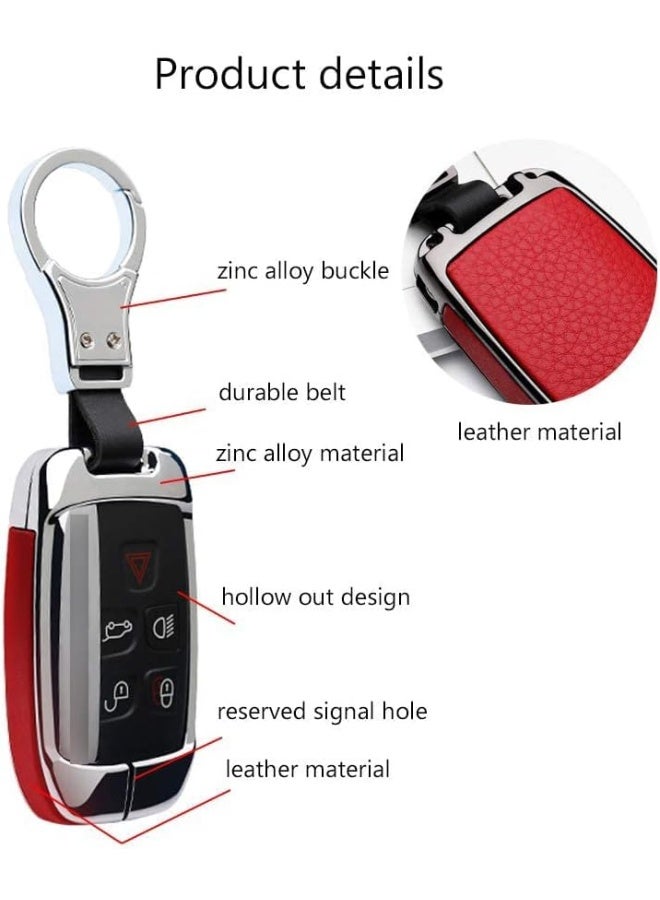 ontto Compatible with Land Rover Key Fob Cover Keyless Prevent Scratches Metal Leather Key Protector Skin Shell Keychain Fit for Range Rover Sport Dsicovery LR4 Black - Image 5