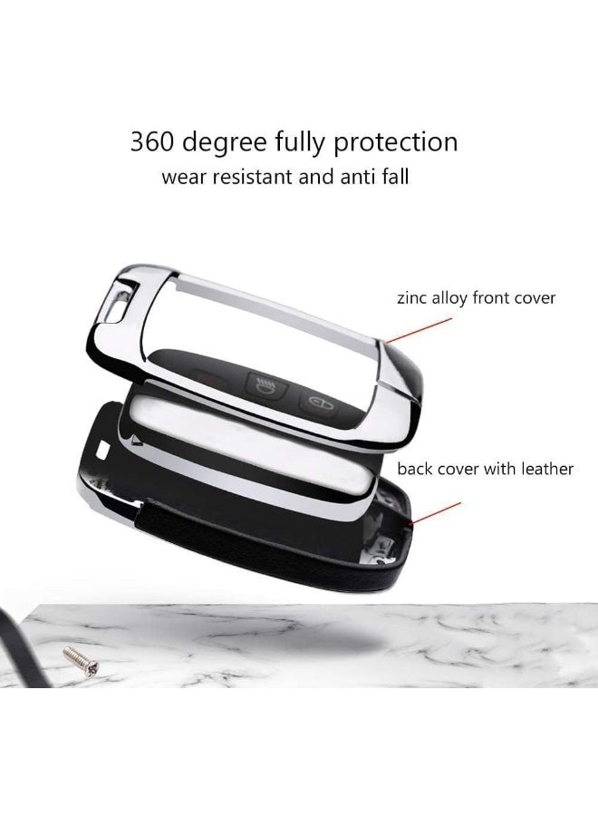ontto Compatible with Land Rover Key Fob Cover Keyless Prevent Scratches Metal Leather Key Protector Skin Shell Keychain Fit for Range Rover Sport Dsicovery LR4 Black - Image 4