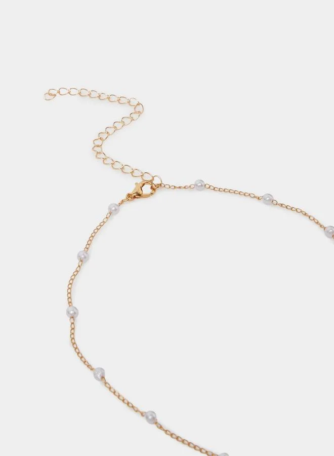Styli  Pack of 2 - Gold Tone Pearl and Heart Pendant Necklaces for Women | Best Price UAE
