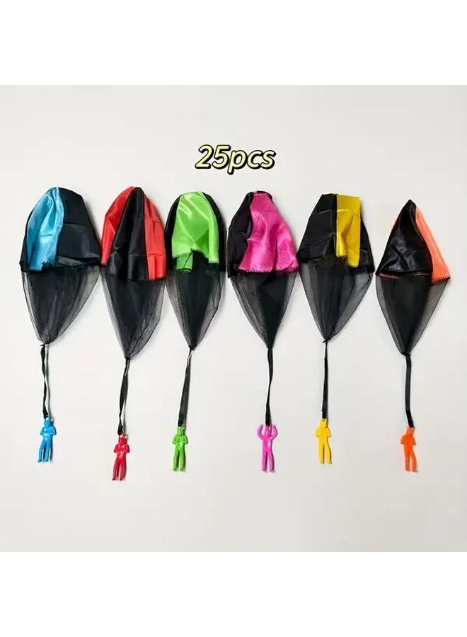25pcs Random Parachute Toys Tangle Free Hand Tossable Soldier Designs 6 Colors - Image 1