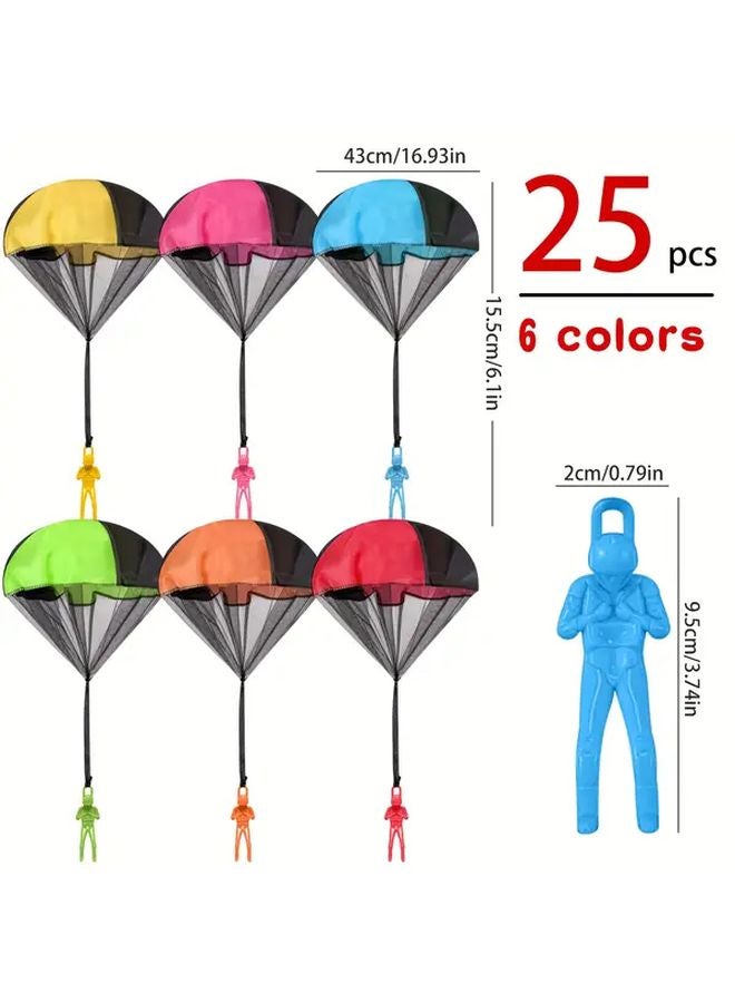 25pcs Random Parachute Toys Tangle Free Hand Tossable Soldier Designs 6 Colors - Image 3