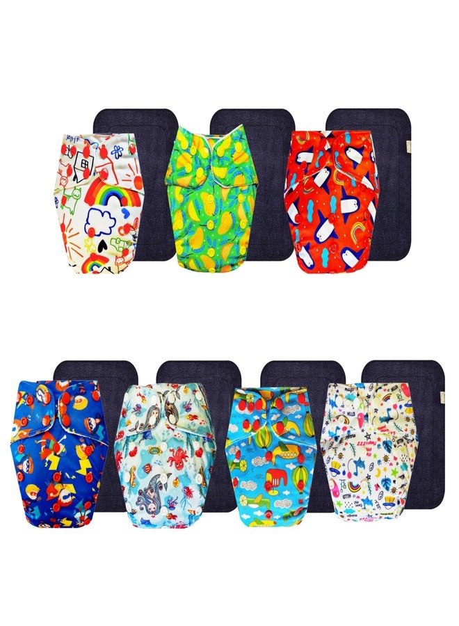 Dumbledo Premium Cloth Diaper with Black Insert (Pack of 7) | Hypoallergenic | Reusable & Washable | Quick Dry | Ideal for Toddlers | 3 Months - 3 Years | Unisex Baby - Image 1