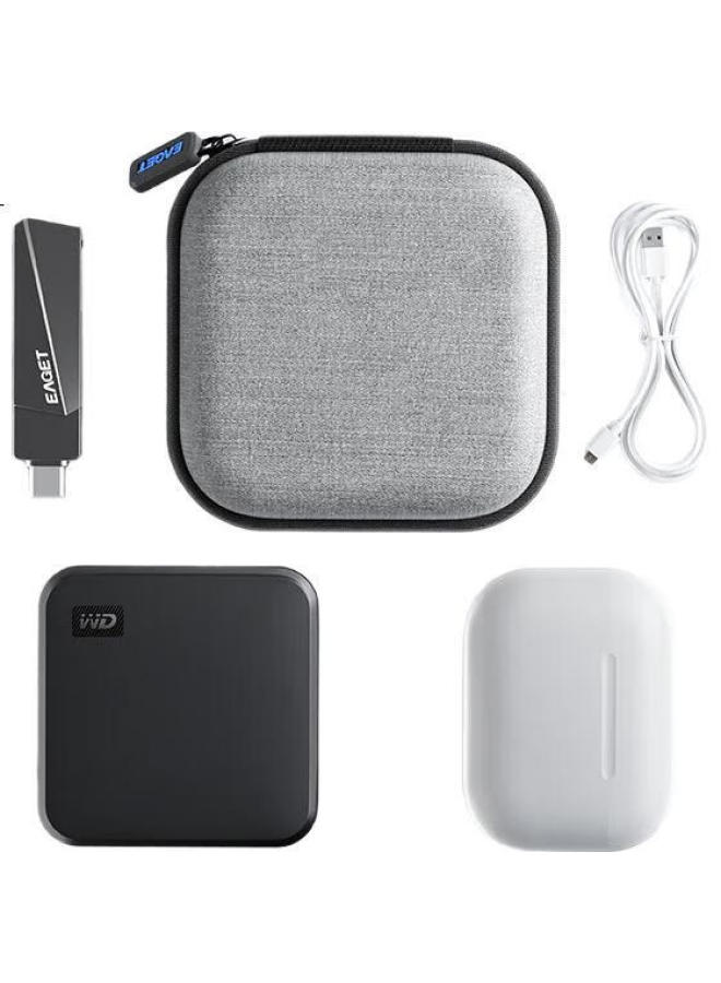 Eaget Earphone Storage Bag For 2230 Magnetic Hard Drive Card Reader Storage Bag Data Cable U Disk Mobile Phone Earphone Portable Shockproof Portable Compact Protective Case - Image 1