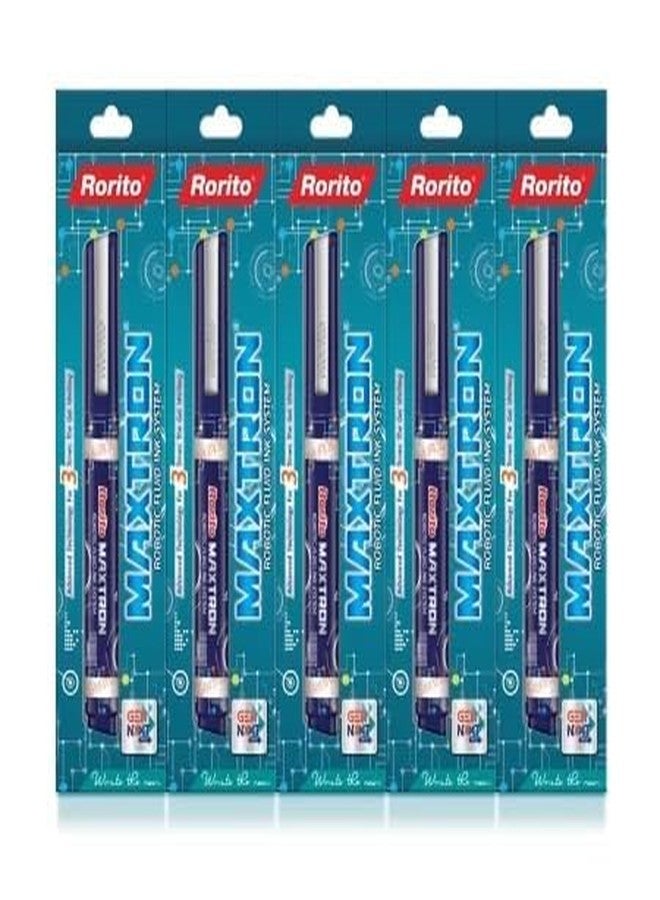 FIRST CLICK Rorito's Maxtron Blue Gel Pens Set of 5 Pen with 4 Refills Waterproof Ink 3 Times Extra Gel Writings from Ordinarys Pens - Image 2