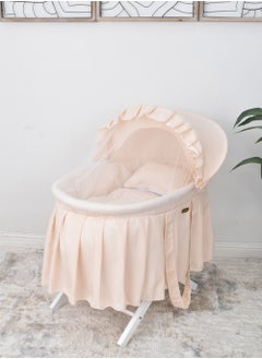 FUN MOMENT Baby cradle Moses basket for babies with mosquito net with white holder  - Image 1