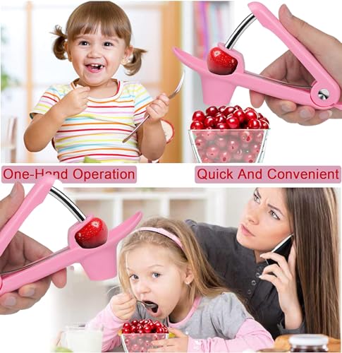 Axpsw Cherry Pitter Tool, Cherry Stone Remover, Cherry Corer, Pink, ABS Plastic & Stainless Steel Handle - Image 4