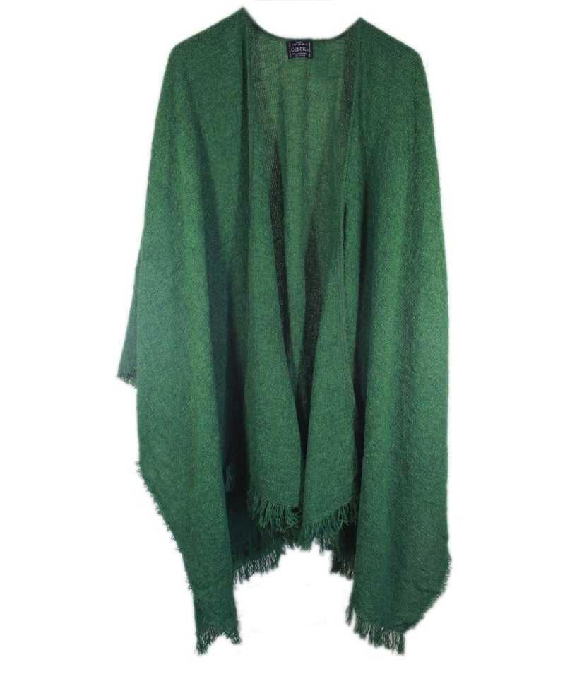 Biddy Murphy Wrap, Ruana Wraps for Women, Wool Shawl, Irish Gifts for Her, Biddy Murphy, Made in Ireland, 85% Lambswool, 54" X 72", Soft, Lightweight, Warm, Kelly Green - Image 1