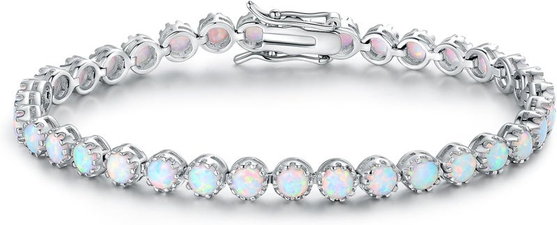 Barzel 18K Gold Plated Crown Created Opal Bracelet Tennis - Image 1