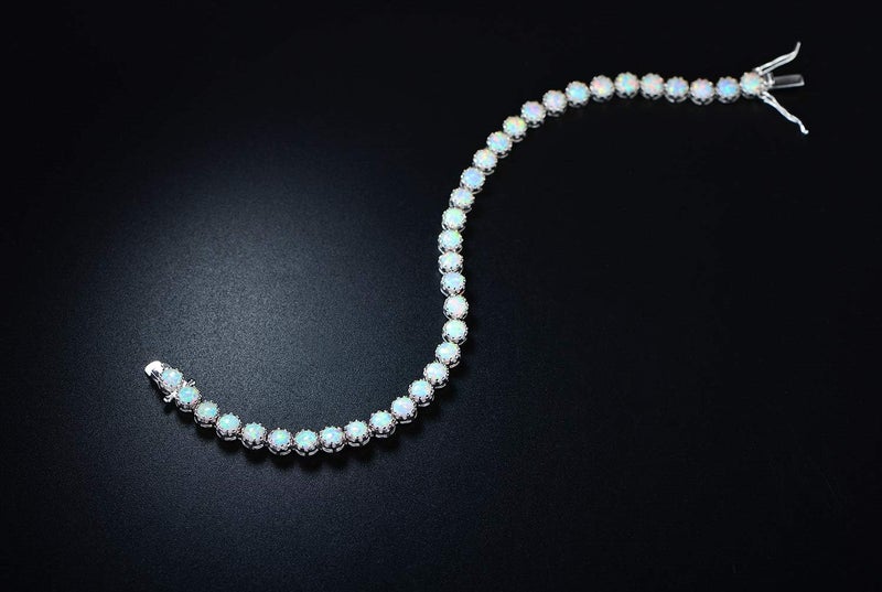 Barzel 18K Gold Plated Crown Created Opal Bracelet Tennis - Image 5