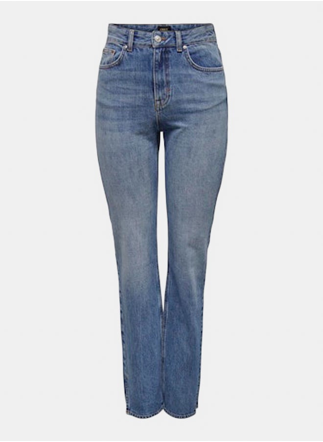 ONLY ONLY Womens Billie High Waist Denim Dot Straight Jeans  - Image 1