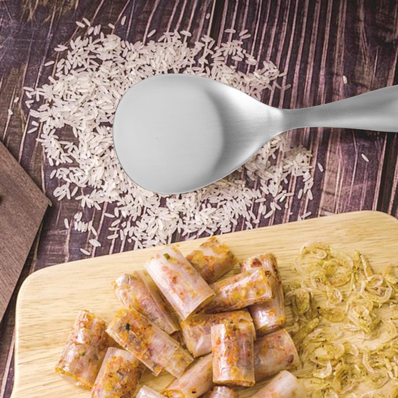 Cabilock 2Pcs Rice Spoons for Serving, Stainless Steel Rice Paddle Spoon Non Stick, Kitchen Silverware Utensils for Home Restaurant - Image 5