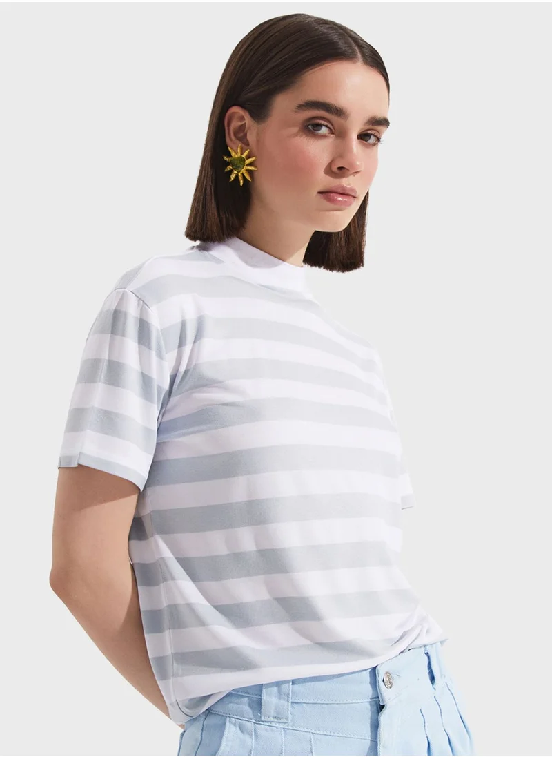 جون Striped Crew Neck T-Shirt