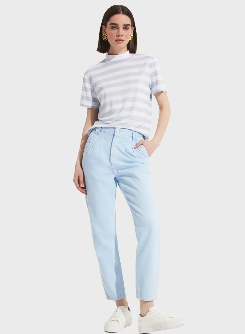 JUNE Striped Crew Neck T-Shirt