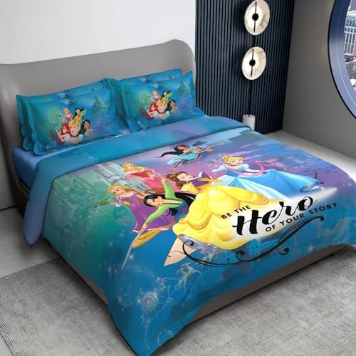 Sassoon Disney Princess (Hero) Digital Printed 100% Cotton Bedsheet with 2 Pillow Covers in 300TC - Image 5