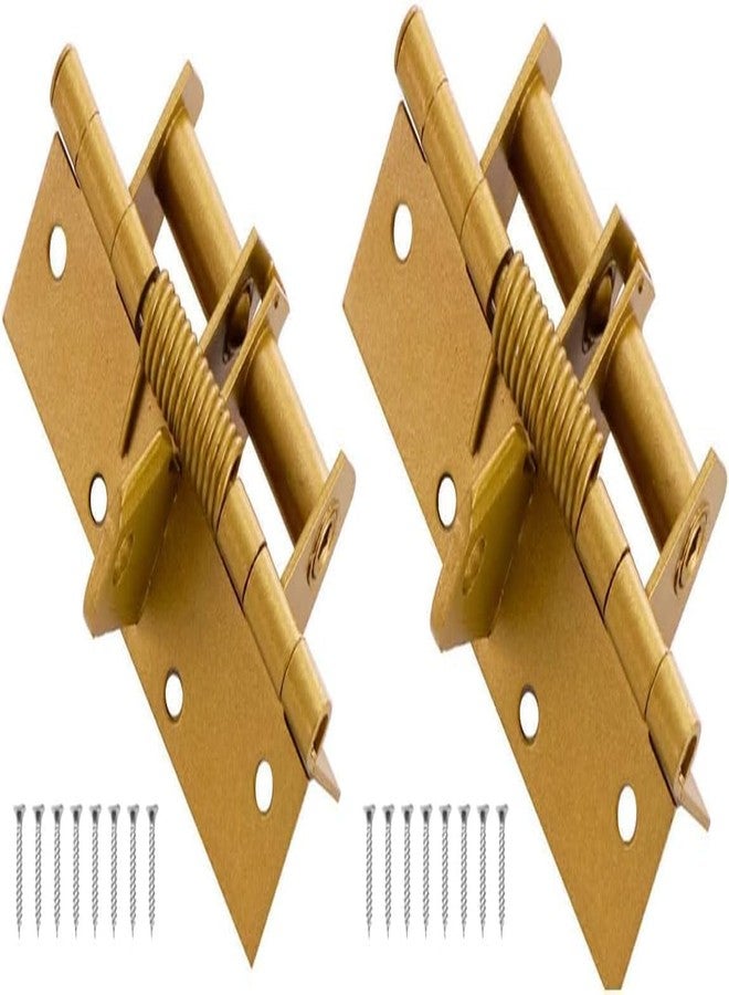 Cheet enterprise Pack of 2 Gold Automatic Self Closing Door Hinges, Heavy Duty Spring Hinges for Wooden and Metal Doors, 90° Positioning Door Stopper, 3-in-1 Auto Close Door Hinge Lock,for Home Office - Image 1