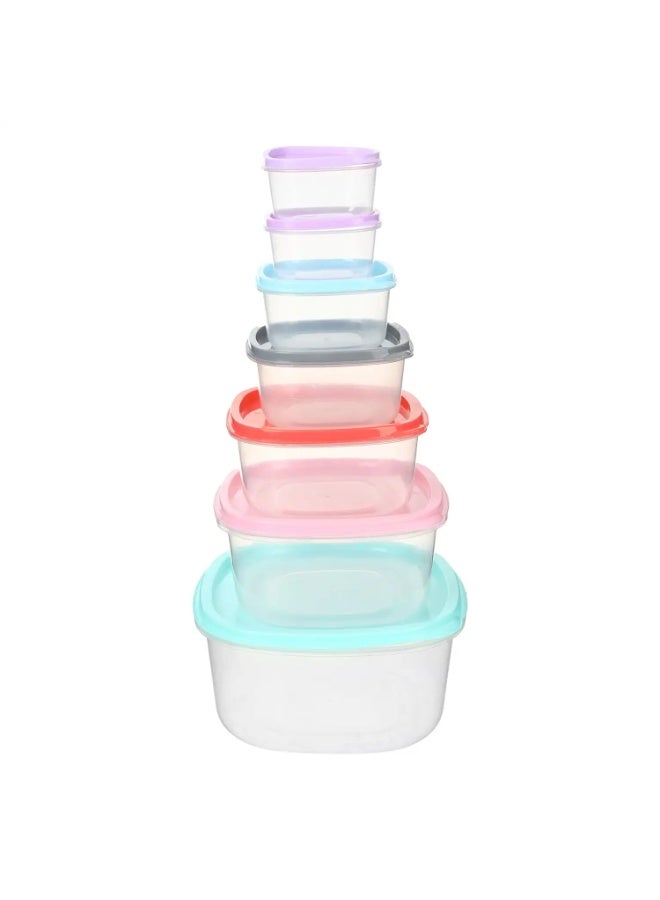 favilla 7-piece plastic container set in graduated sizes with airtight lids – suitable for microwave and freezer, multi-colored – 1360 - Image 3