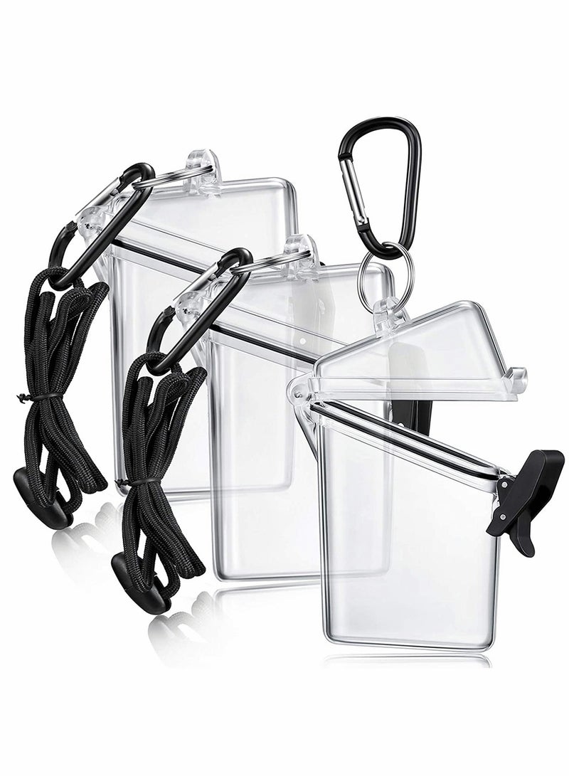 Waterproof ID Card Badge Holder Case,3 Pack Floating Sports Case Vertical Badge Holders with Lanyard and Keychain for Cards, Coin and Money - Image 1