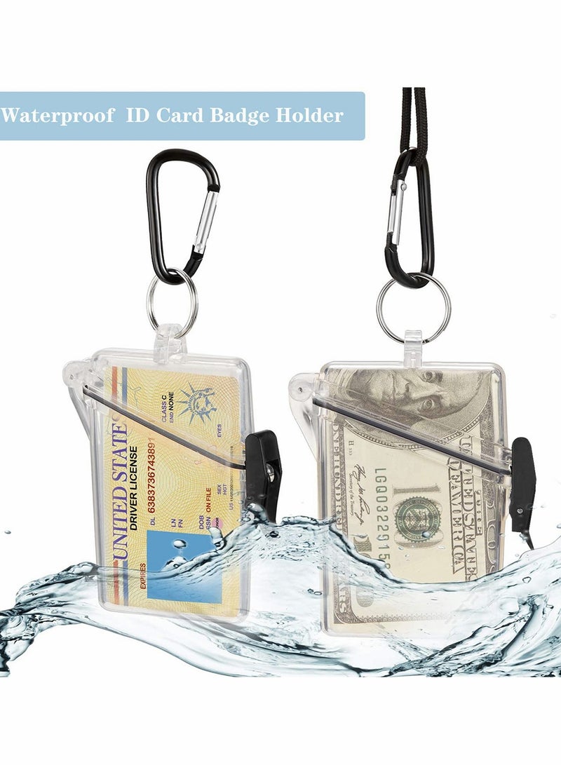 Waterproof ID Card Badge Holder Case,3 Pack Floating Sports Case Vertical Badge Holders with Lanyard and Keychain for Cards, Coin and Money - Image 2