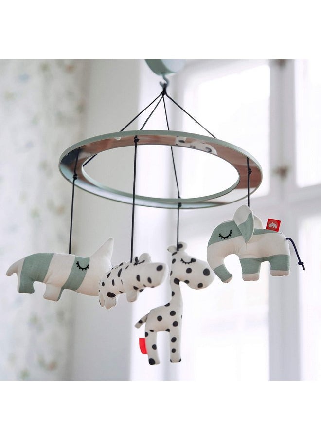 Done by Deer Musical Mirror Mobile Sleepy Blue - Mobile with Floating Mirror, Lullaby, and Cute Deer Friends for Early Development. Easy to Mount on Cribs, Cots, or Playpens