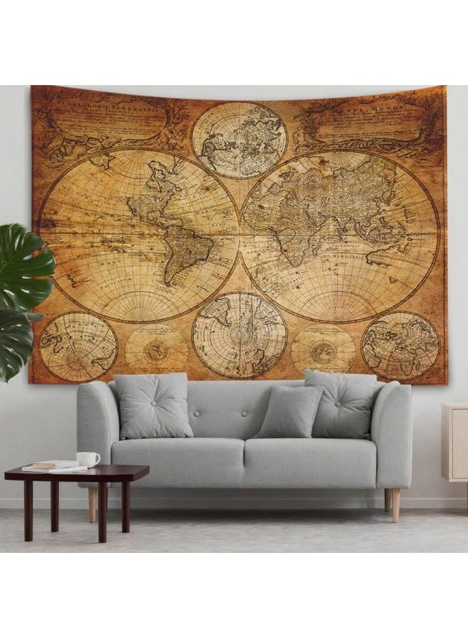 CAPSCEOLL Map Wall Tapestry, Dorm Tapestry Funny Tapestry Map Tapestry Wall Hanging Art Tapestry College Tapestry World Map Tapestry Brown for College Wall Decor 80X60 Inches,Brown Yellow - Image 2