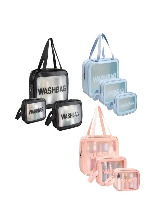 CRULAC Girls Toiletry Storage Kit, Toiletry Bag for Women, Travel Essentials for Women, Makeup Pouch Set, Transparent Accessories Organizer for Women and Girls, Set of 3 - Image 3