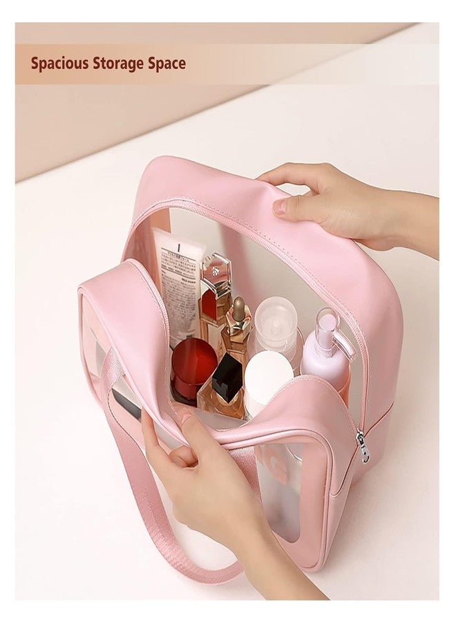 CRULAC Girls Toiletry Storage Kit, Toiletry Bag for Women, Travel Essentials for Women, Makeup Pouch Set, Transparent Accessories Organizer for Women and Girls, Set of 3 - Image 2