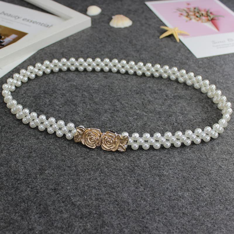 REDHORNS REDHORNS Curtain Tieback Adjustable Decorative Rose Flower Design Beaded Curtain Tiers Rope Belt Curtain Holders Tieback for Window Drapries Curtain Straps Curtain Clip Buckle White Pack of 2  - Image 2