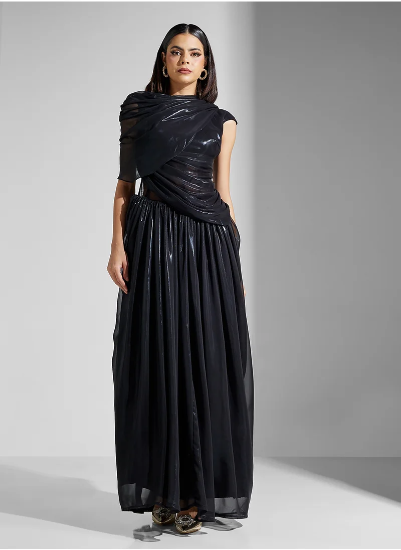 Namshi x Draped Corset Detail Maxi Dress