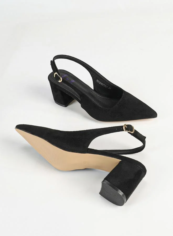 Sneak-a-Peek Sneak-a-Peek Slingback Pointed Toe Block Heel Pumps