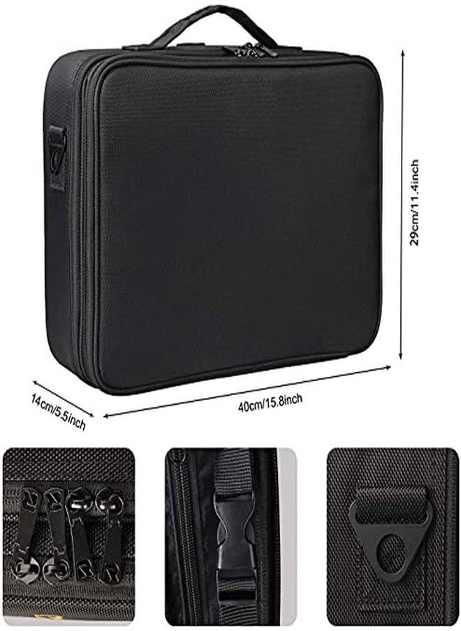 INOVERA (LABEL) Nylon Professional Cosmetic Makeup Storage Organizer Bag With Adjustable Compartment (Black - Large (40L X 29B X 14H Cm))  - Image 3