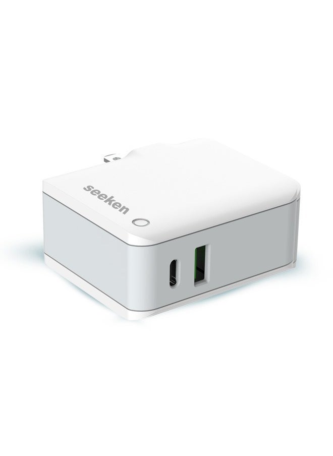 Seeken SEEKEN Magneto 32W PD+USB Fast Travel Charger - White | Fast Charging | 2 in 1 | Compact | Power Delivery | Premium Design | High-Quality.  - Image 1