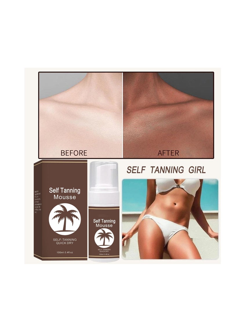 Excefore Self Tanning Mousse with Tanning Mitt, Face and Body Self-Tanners, Fast Drying Tan, Suitable for Women & Men (100ml ) - Image 5