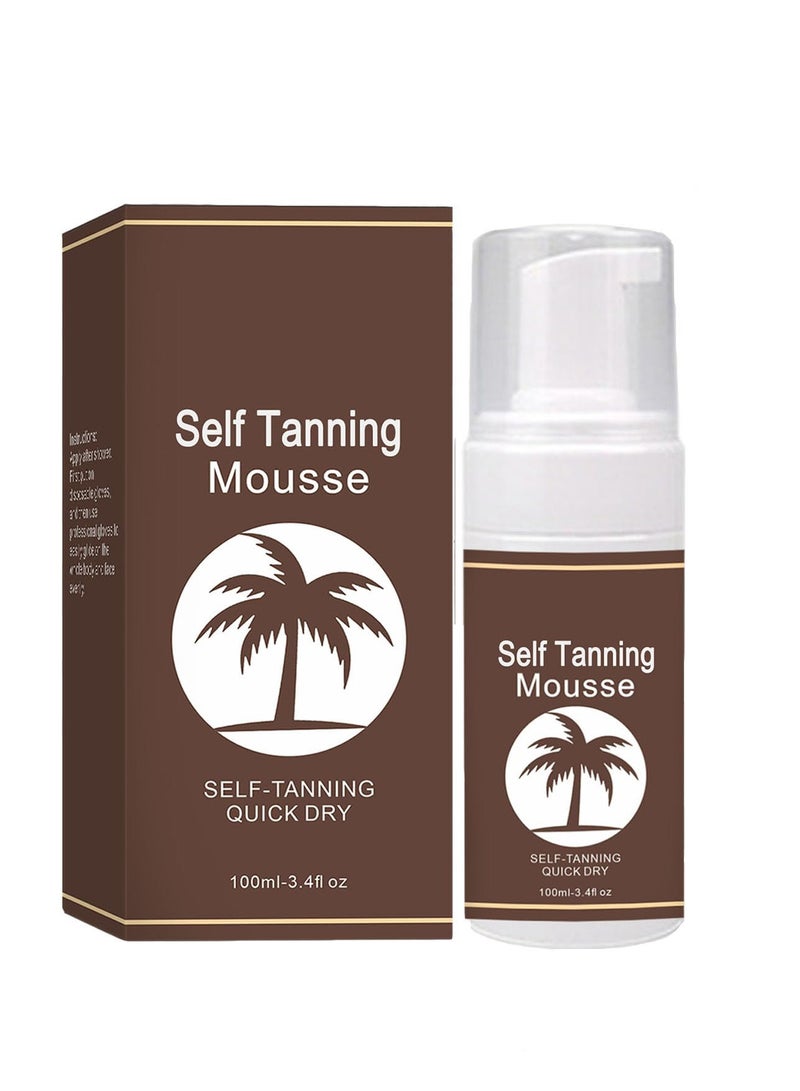 Excefore Self Tanning Mousse with Tanning Mitt, Face and Body Self-Tanners, Fast Drying Tan, Suitable for Women & Men (100ml ) - Image 1