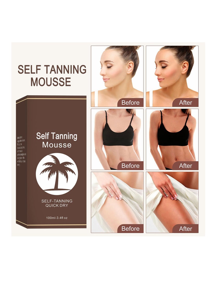 Excefore Self Tanning Mousse with Tanning Mitt, Face and Body Self-Tanners, Fast Drying Tan, Suitable for Women & Men (100ml ) - Image 3