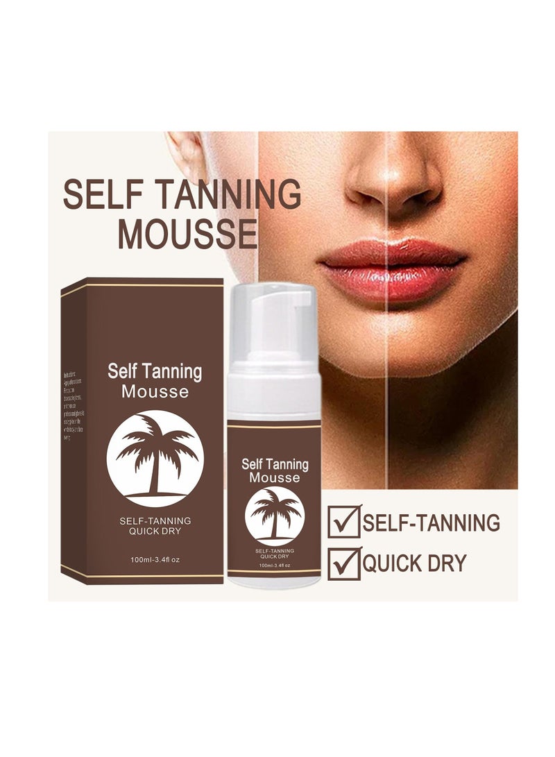 Excefore Self Tanning Mousse with Tanning Mitt, Face and Body Self-Tanners, Fast Drying Tan, Suitable for Women & Men (100ml ) - Image 2
