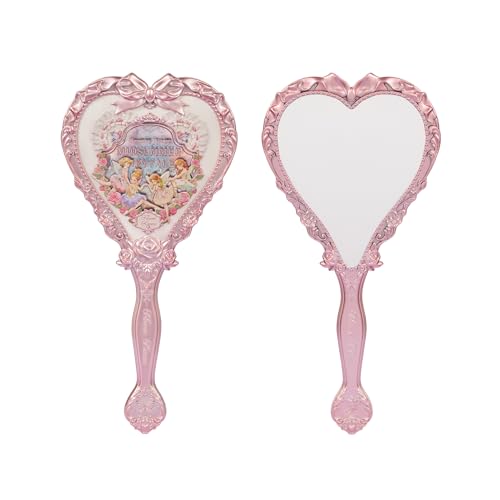 Flower Knows Midsummer Fairytales Hand Mirror,Vintage Heart Handheld Mirror,Fancy & Pretty Princess Handheld Mirror with Long Handle,Gift for Girls & Women(White Vanilla) - Image 1