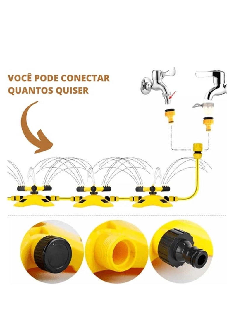 SYOSI 360 Degree Garden Sprinkler for Yard, Lawn Rotating Sprinklers Adjustable Covering Large Area Up to 3,000 Sq. Ft, for Automatically Watering Irrigation System Leak Proof, Playtime Outdoor   Yellow - Image 4