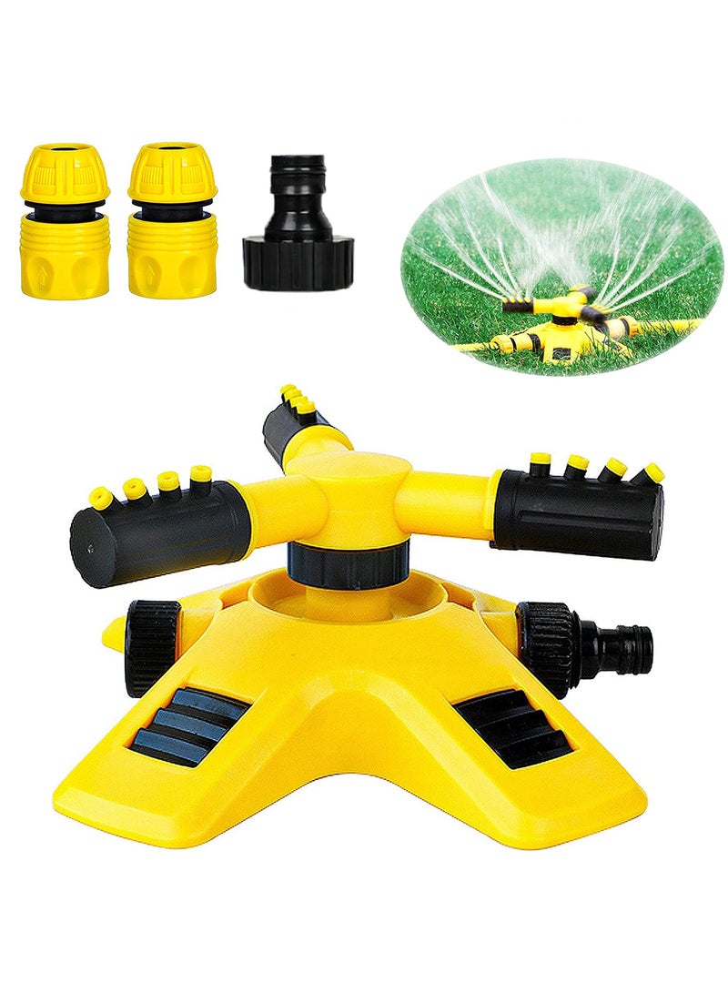 SYOSI 360 Degree Garden Sprinkler for Yard, Lawn Rotating Sprinklers Adjustable Covering Large Area Up to 3,000 Sq. Ft, for Automatically Watering Irrigation System Leak Proof, Playtime Outdoor   Yellow - Image 1