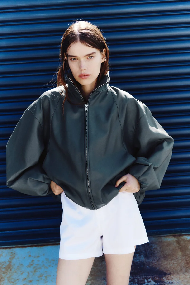 H&M  Balloon-sleeved coated jacket for Women | Best Price UAE