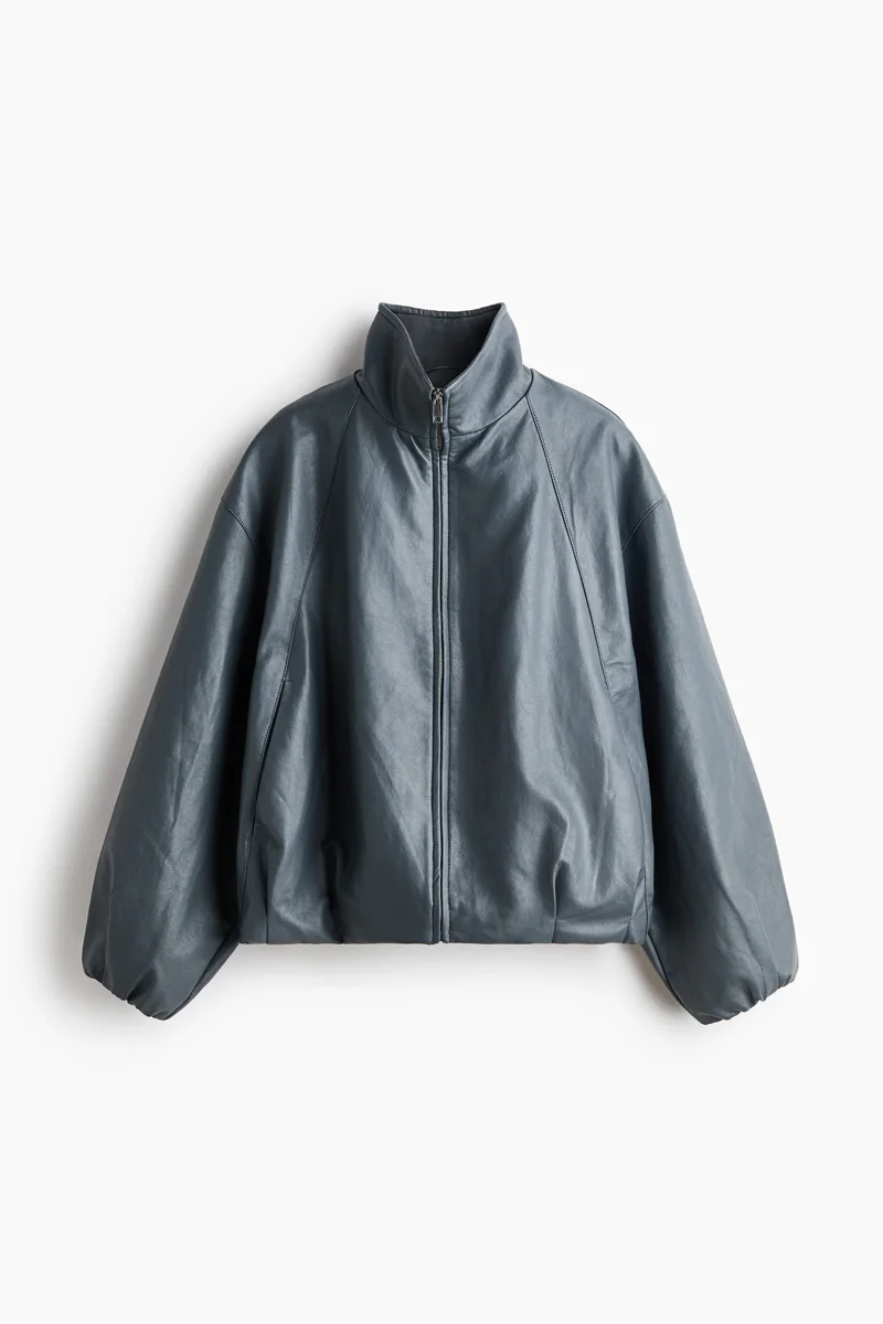 Balloon-sleeved coated jacket